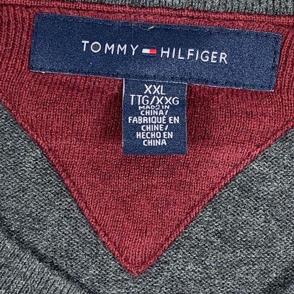 Tommy Hilfiger XXL Sweater Gray V Neck Business Casual Comfort - Picture 3 of 3